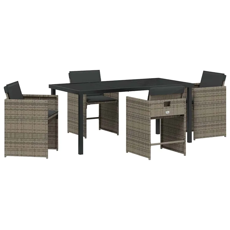 Ensemble de salle à manger pour jardin 5 pcs Gris polyrotin - 2
