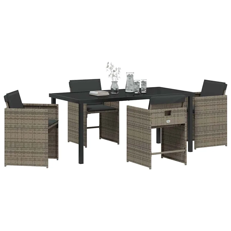 Ensemble de salle à manger pour jardin 5 pcs Gris polyrotin - 3