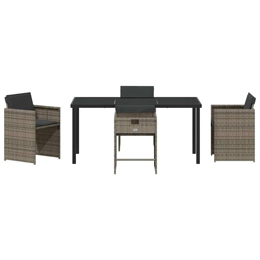 Ensemble de salle à manger pour jardin 5 pcs Gris polyrotin - 7