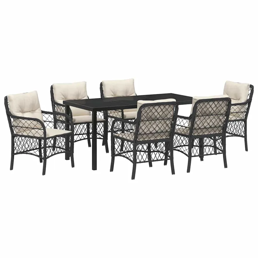 Ensemble de salle à manger pour jardin 7 pcs Noir polyrotin - 2