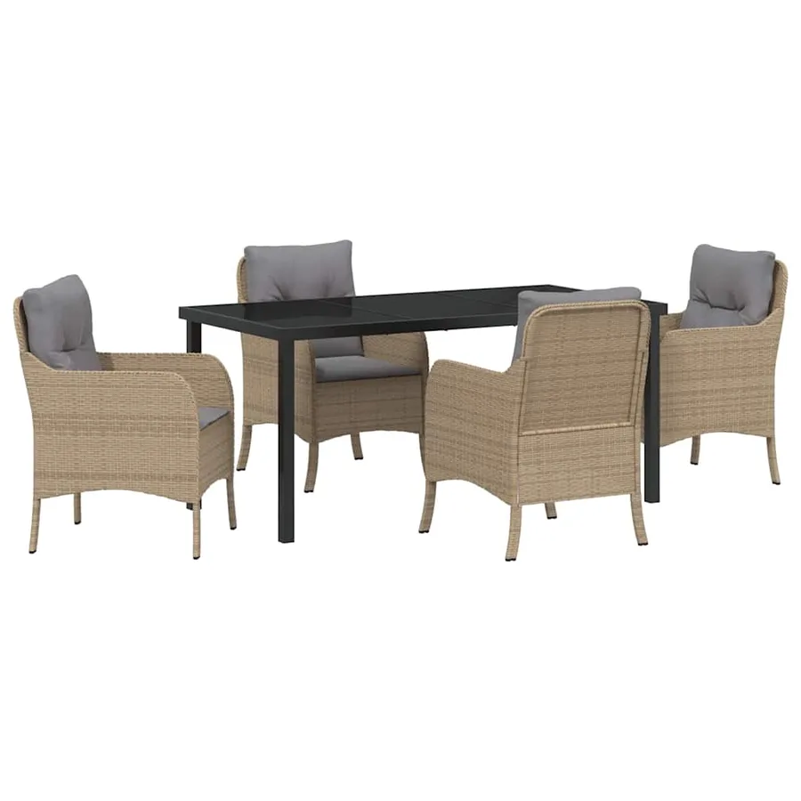 Ensemble de salle à manger pour jardin 5 pcs Beige polyrotin - 2