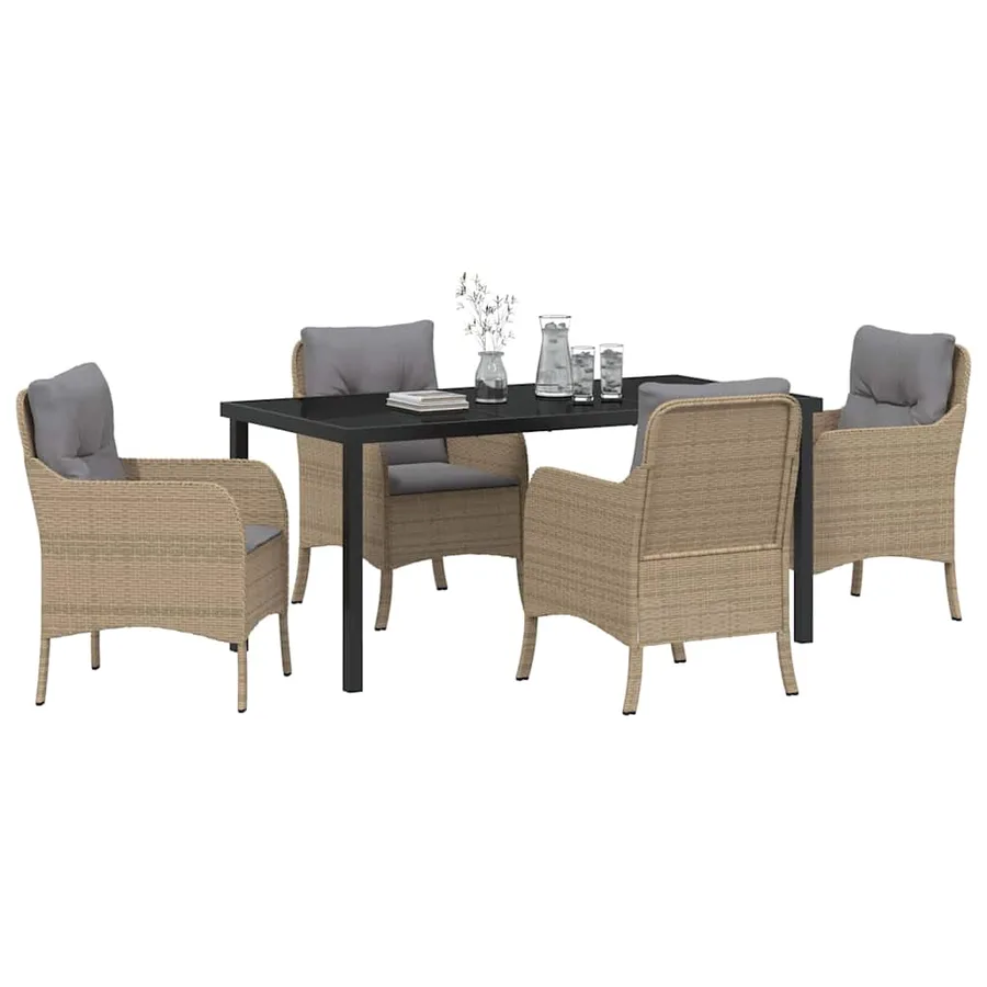 Ensemble de salle à manger pour jardin 5 pcs Beige polyrotin - 3