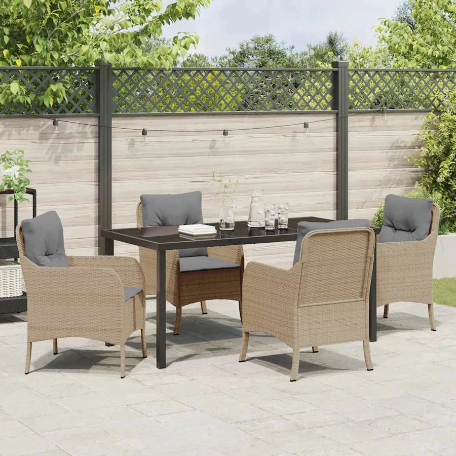 Ensemble de salle à manger pour jardin 5 pcs Beige polyrotin - 4