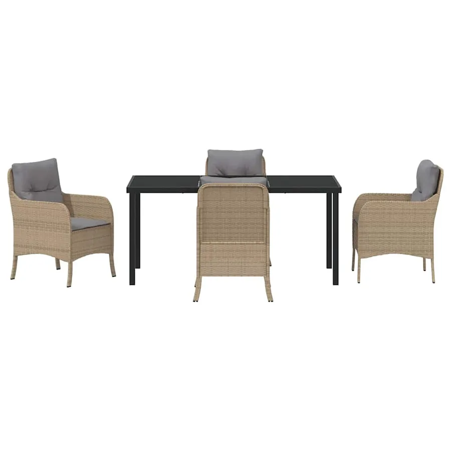 Ensemble de salle à manger pour jardin 5 pcs Beige polyrotin - 7