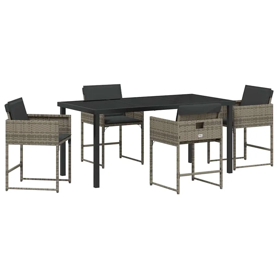 Ensemble de salle à manger pour jardin 5 pcs Gris polyrotin - 2