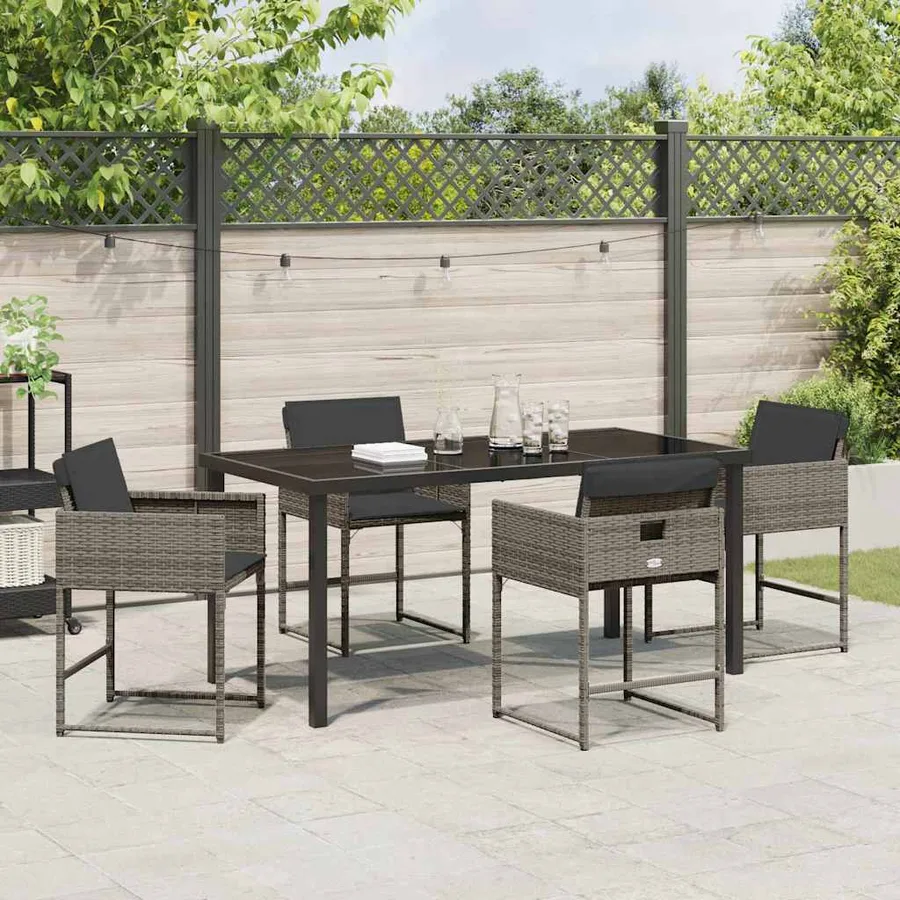 Ensemble de salle à manger pour jardin 5 pcs Gris polyrotin - 4