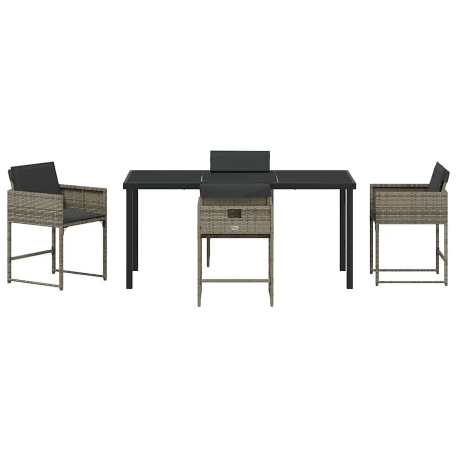 Ensemble de salle à manger pour jardin 5 pcs Gris polyrotin - 7