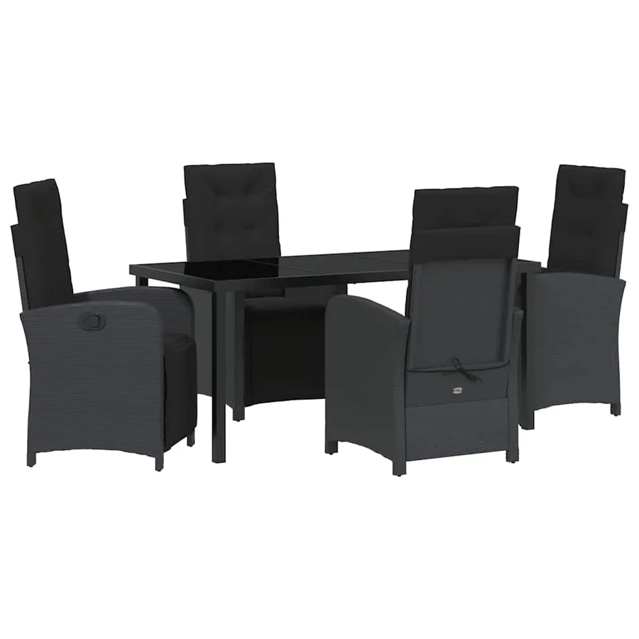 Ensemble de salle à manger pour jardin 5 pcs Noir polyrotin - 2