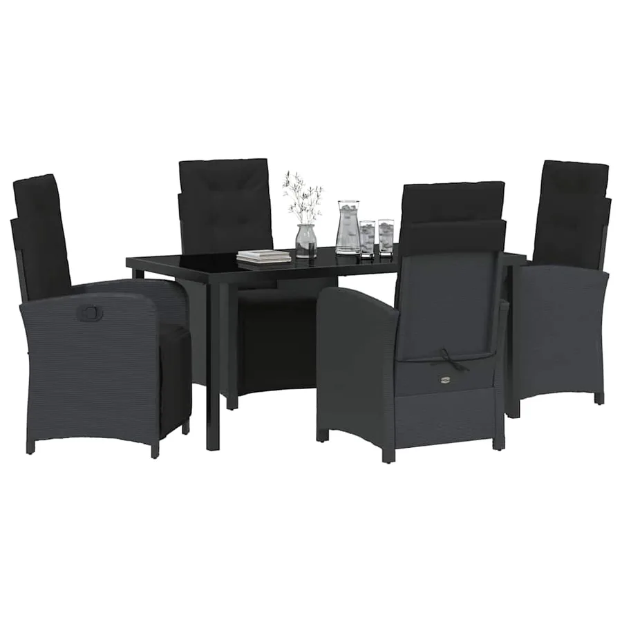 Ensemble de salle à manger pour jardin 5 pcs Noir polyrotin - 3
