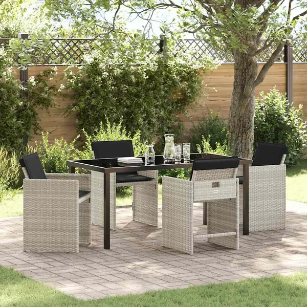 Ensemble de salle à manger pour jardin 5 pcs Gris clair