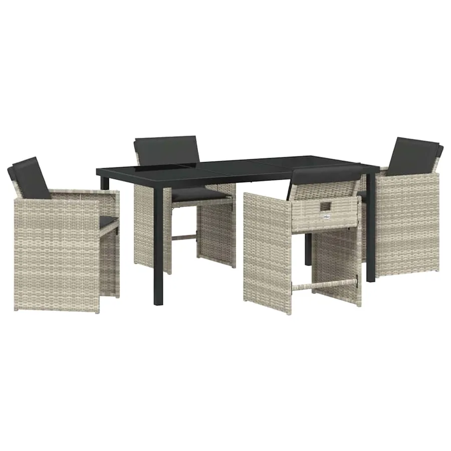Ensemble de salle à manger pour jardin 5 pcs Gris clair - 2