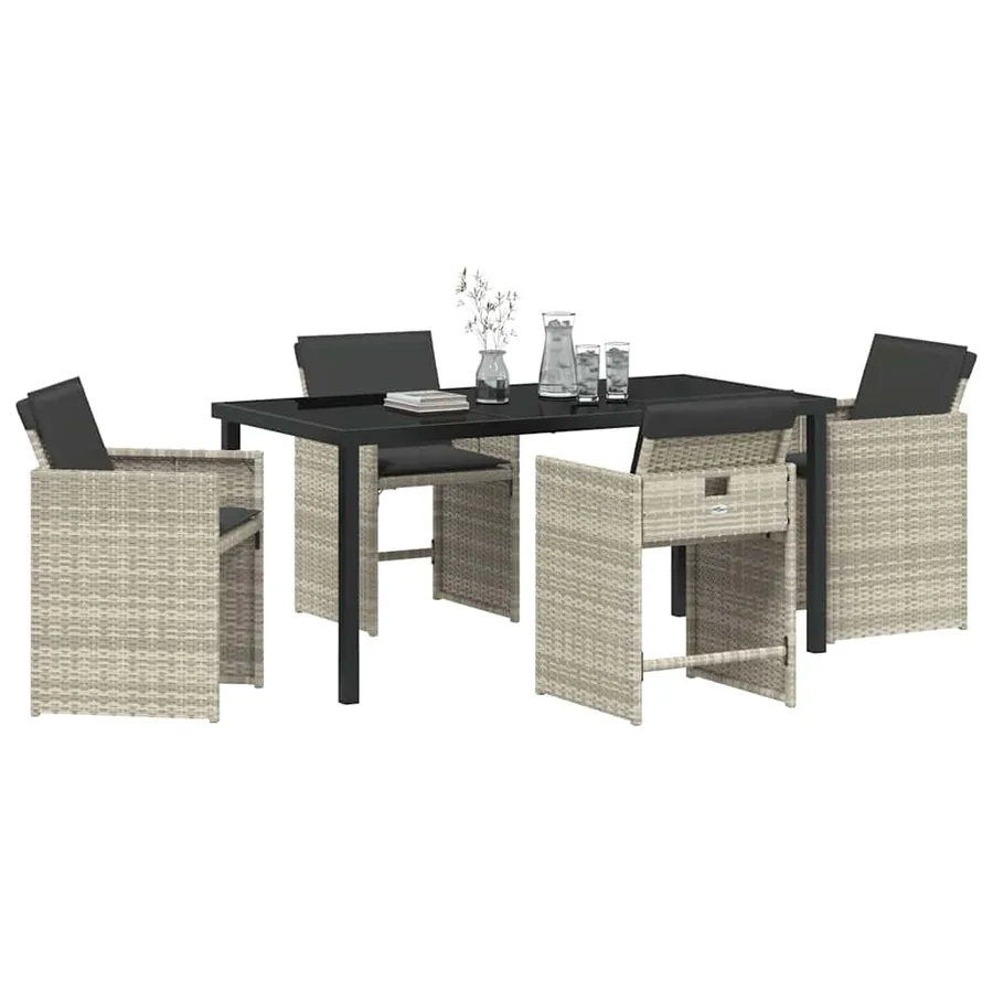 Ensemble de salle à manger pour jardin 5 pcs Gris clair - 3