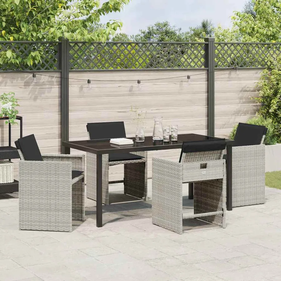 Ensemble de salle à manger pour jardin 5 pcs Gris clair - 4