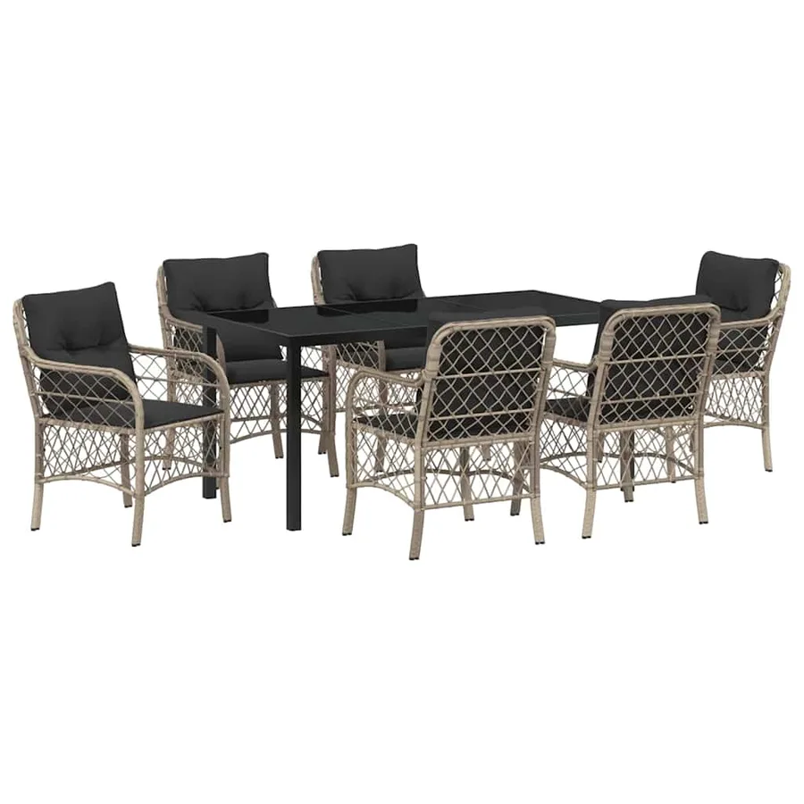 Ensemble de salle à manger pour jardin 7 pcs Gris clair - 2