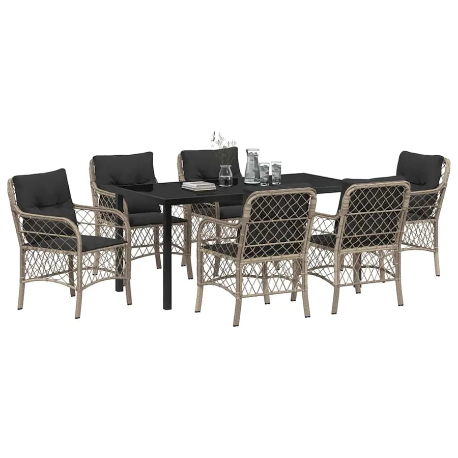 Ensemble de salle à manger pour jardin 7 pcs Gris clair - 3