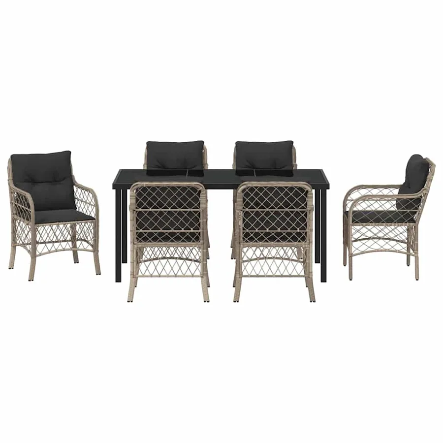Ensemble de salle à manger pour jardin 7 pcs Gris clair - 7