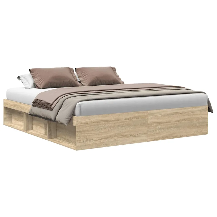 Cadre de lit sans matelas chêne sonoma 200x200 cm - 2