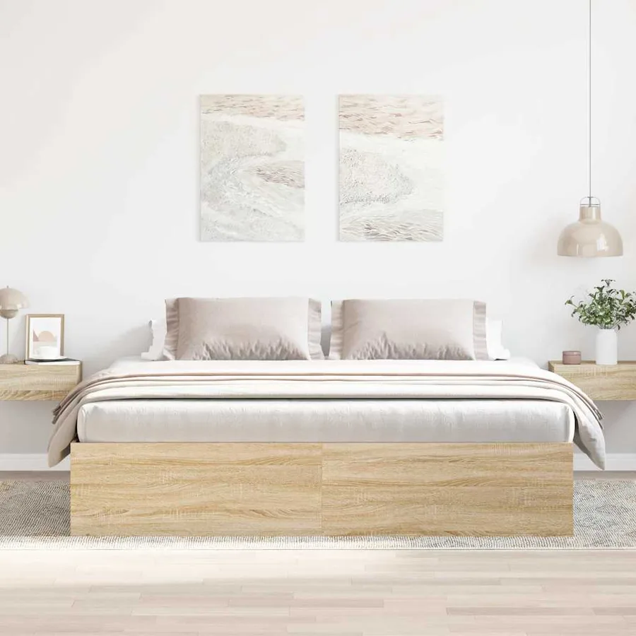 Cadre de lit sans matelas chêne sonoma 200x200 cm - 3
