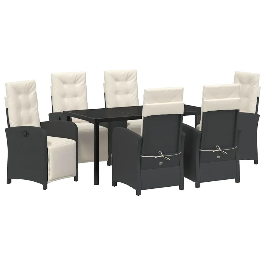Ensemble de salle à manger pour jardin 7 pcs Noir polyrotin - 2