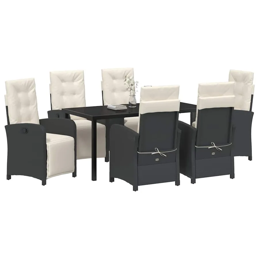 Ensemble de salle à manger pour jardin 7 pcs Noir polyrotin - 3