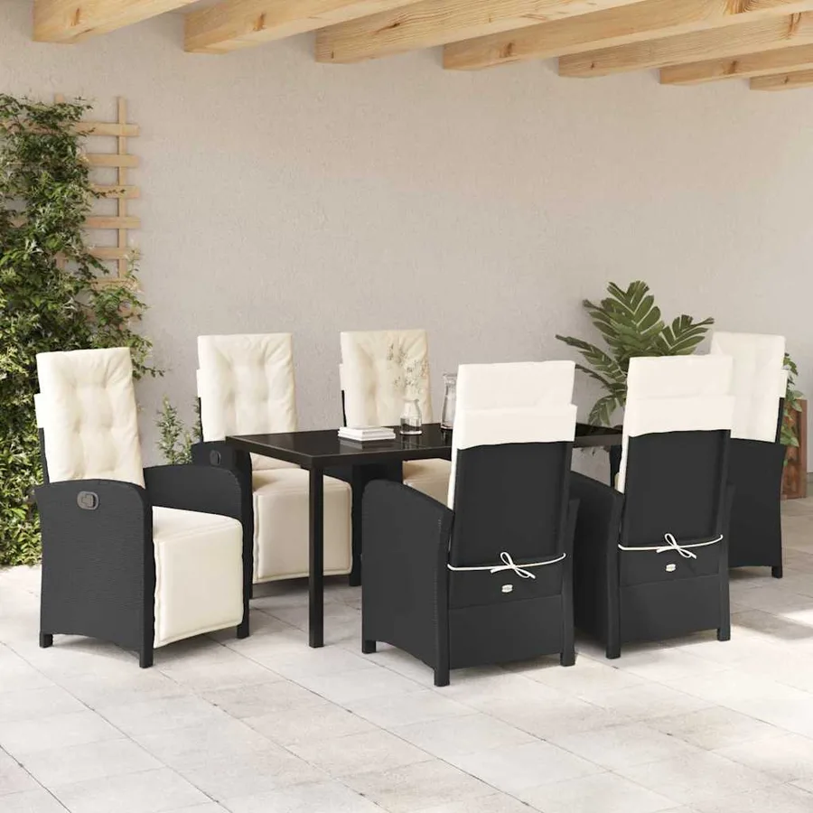 Ensemble de salle à manger pour jardin 7 pcs Noir polyrotin - 4