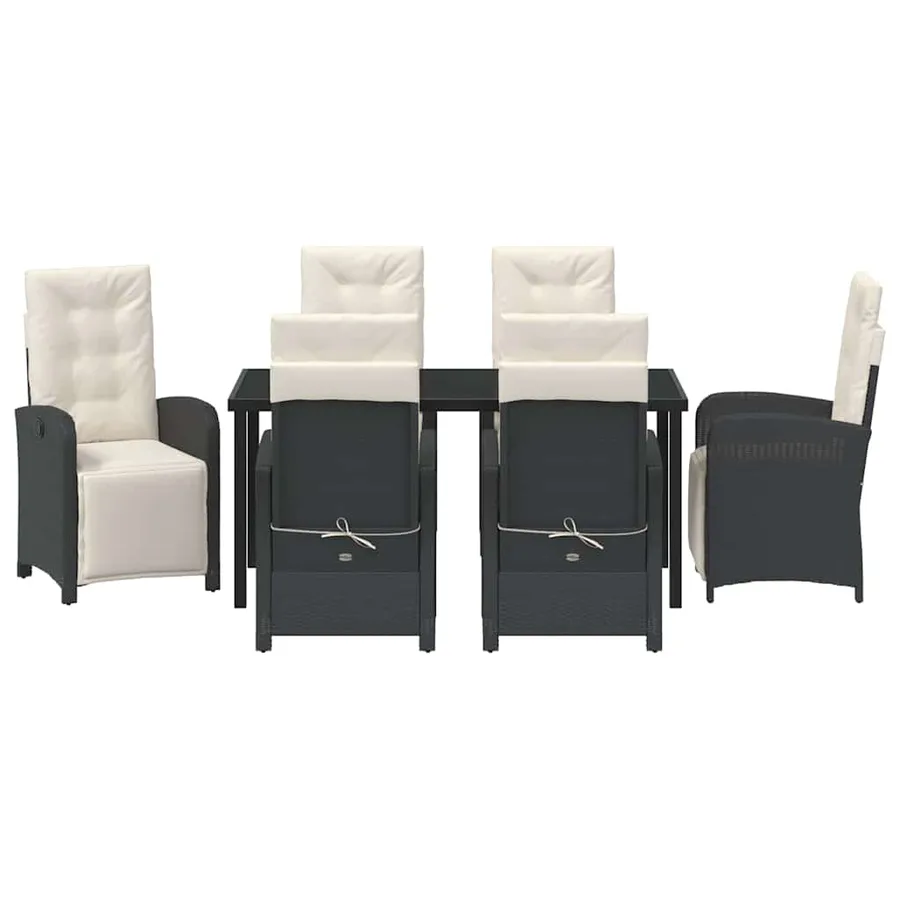 Ensemble de salle à manger pour jardin 7 pcs Noir polyrotin - 7