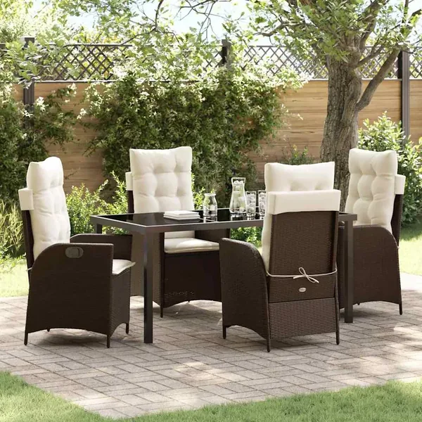 Ensemble de salle à manger pour jardin 5 pcs Marron polyrotin