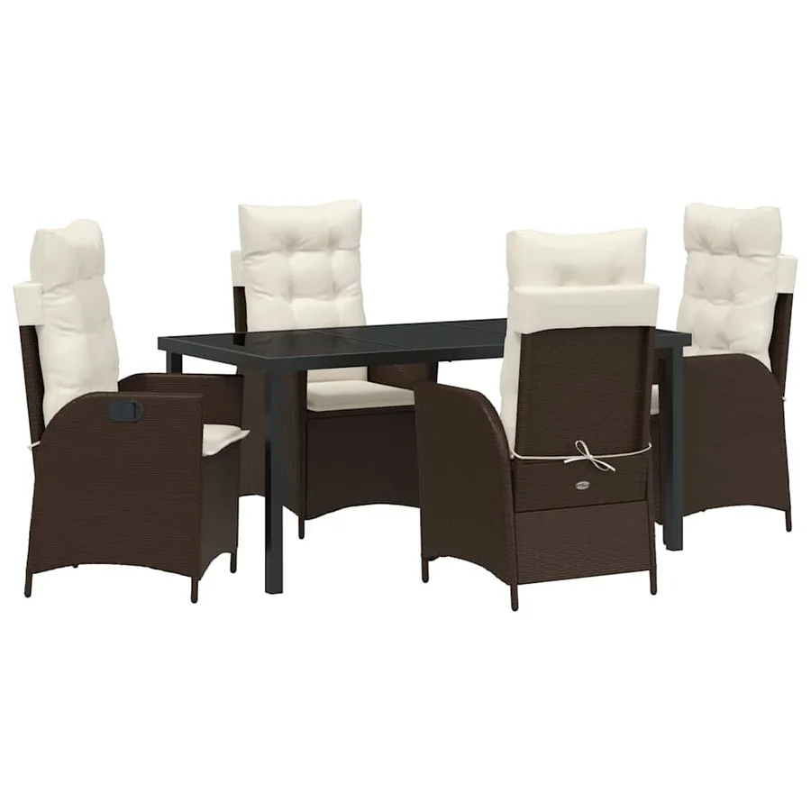 Ensemble de salle à manger pour jardin 5 pcs Marron polyrotin - 2