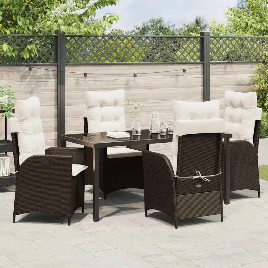 Ensemble de salle à manger pour jardin 5 pcs Marron polyrotin - 4