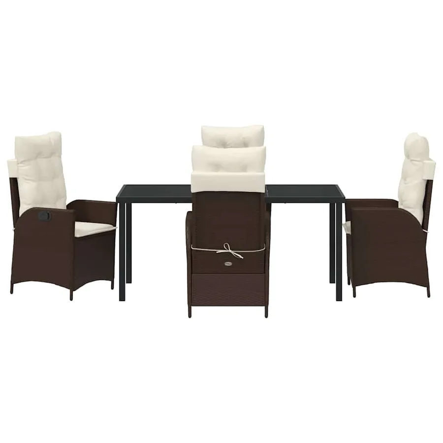 Ensemble de salle à manger pour jardin 5 pcs Marron polyrotin - 7