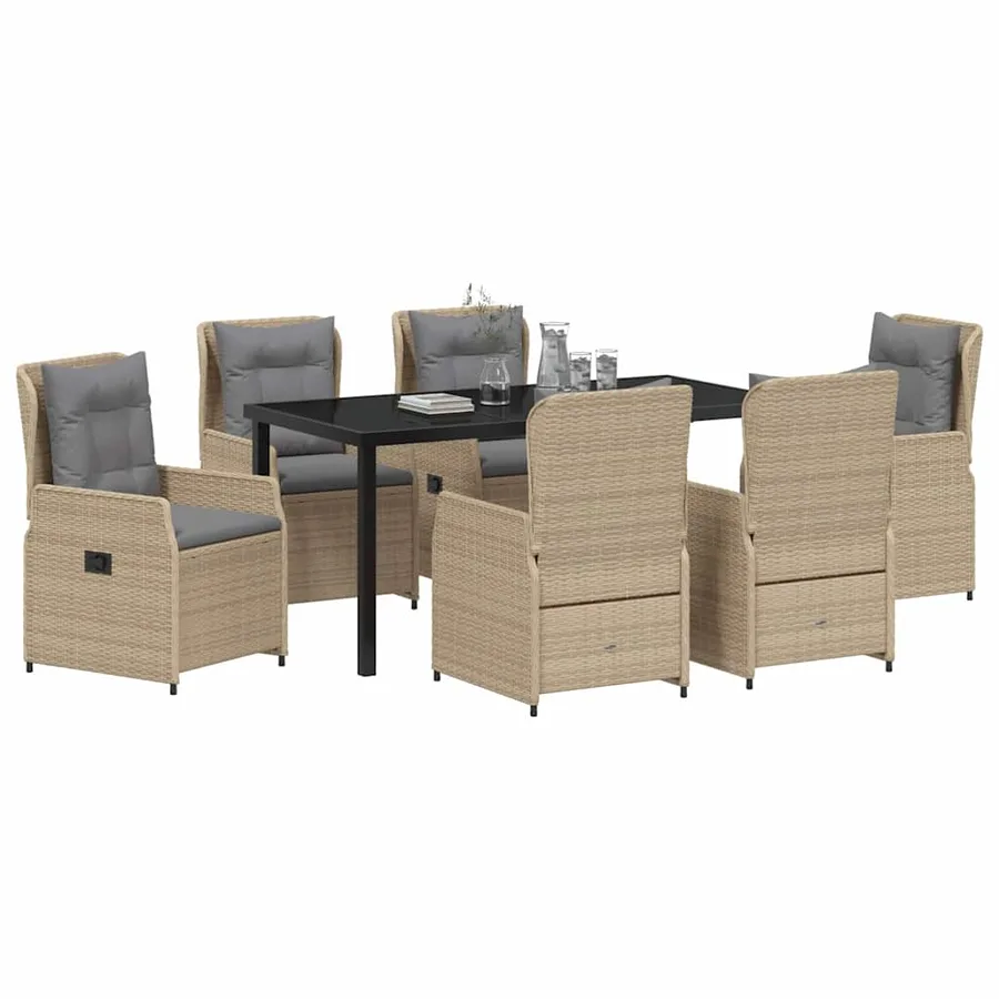 Ensemble de salle à manger pour jardin 7 pcs polyrotin - 3