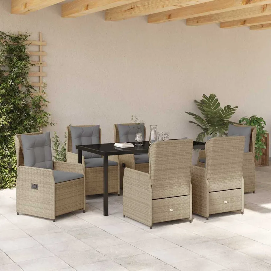 Ensemble de salle à manger pour jardin 7 pcs polyrotin - 4