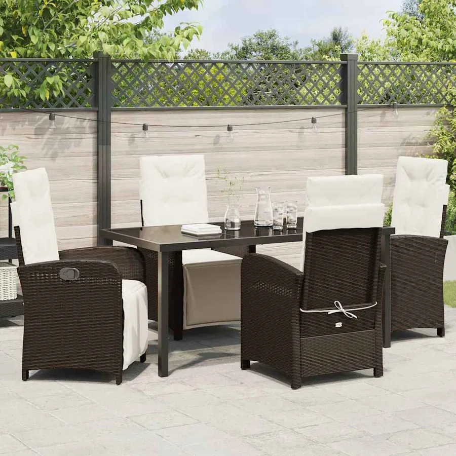 Ensemble de salle à manger pour jardin 5 pcs Marron polyrotin - 4