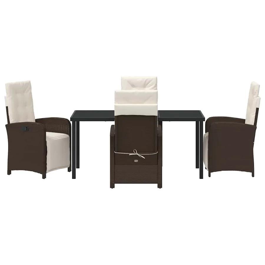 Ensemble de salle à manger pour jardin 5 pcs Marron polyrotin - 7