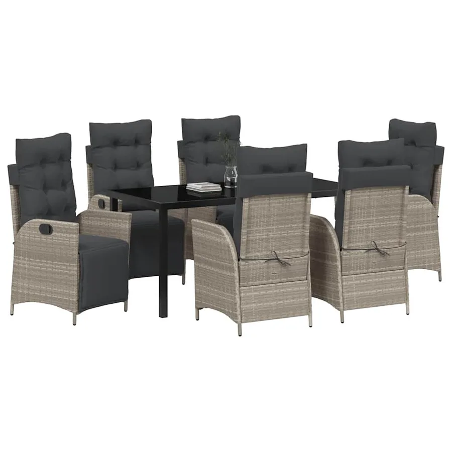 Ensemble de salle à manger pour jardin 7 pcs Gris clair - 3