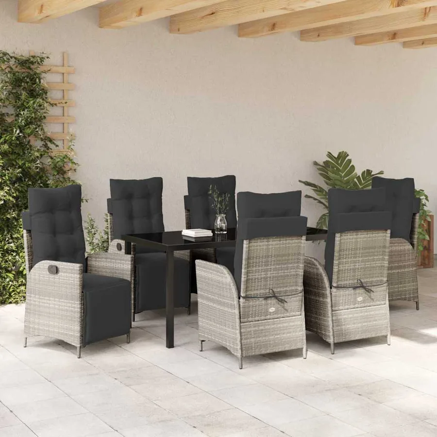 Ensemble de salle à manger pour jardin 7 pcs Gris clair - 4
