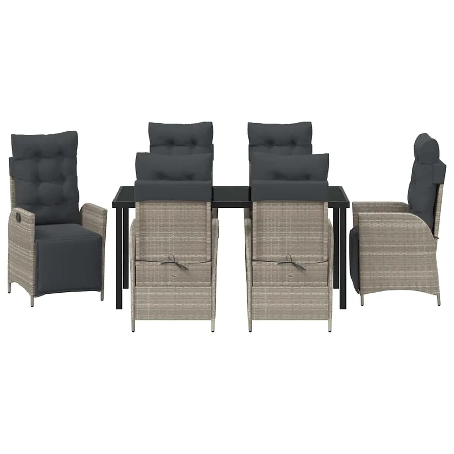 Ensemble de salle à manger pour jardin 7 pcs Gris clair - 7
