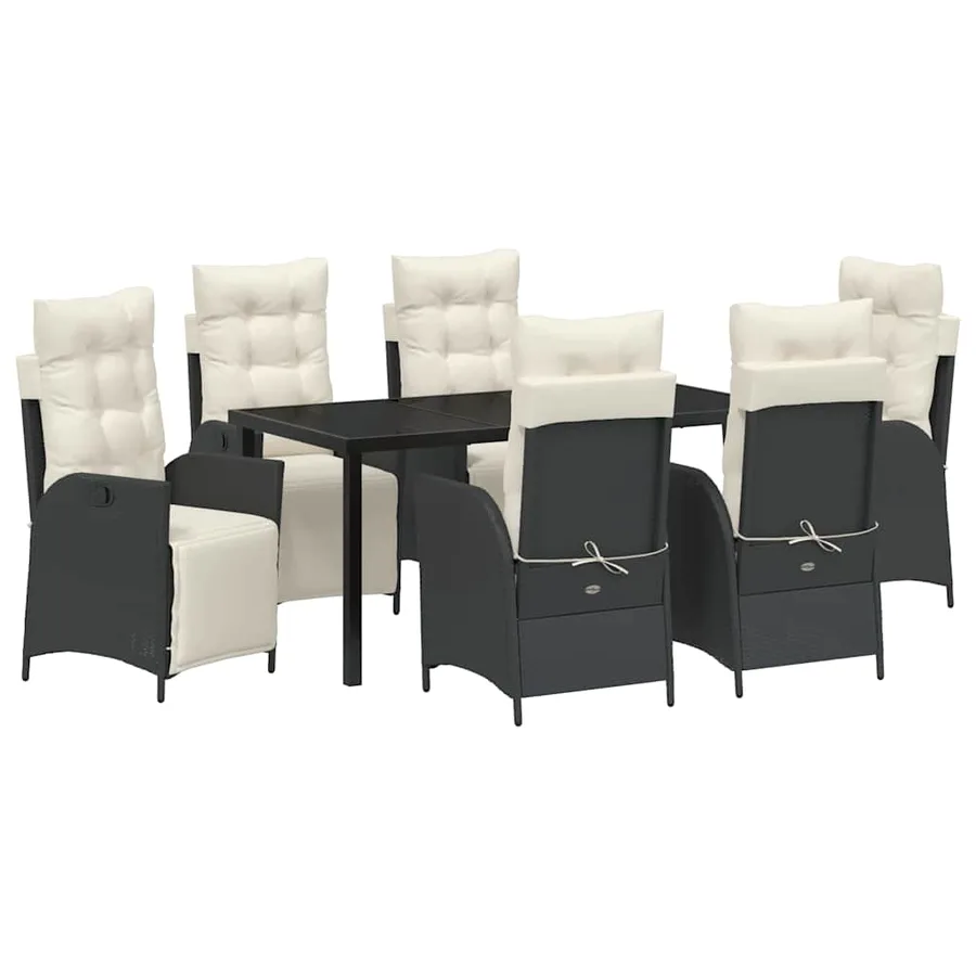 Ensemble de salle à manger pour jardin 7 pcs Noir polyrotin - 2