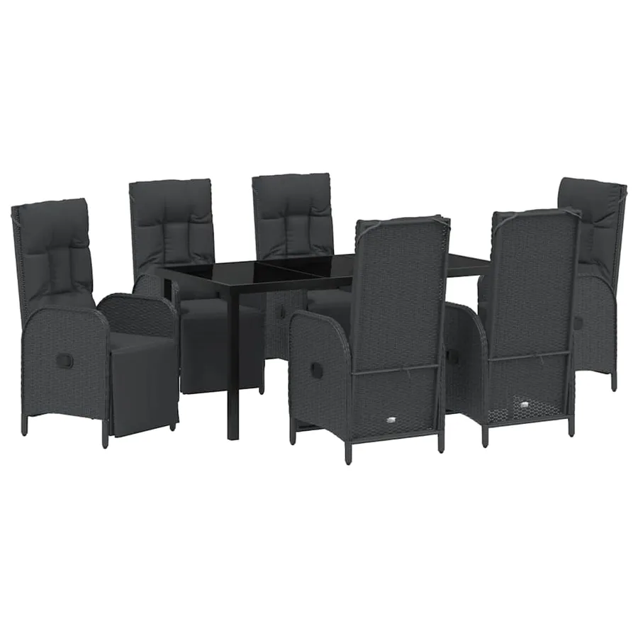 Ensemble de salle à manger pour jardin 7 pcs Noir polyrotin - 2