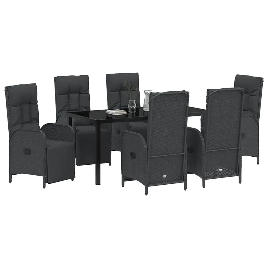 Ensemble de salle à manger pour jardin 7 pcs Noir polyrotin - 3