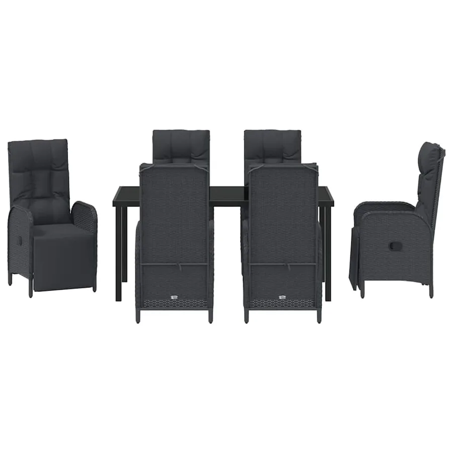 Ensemble de salle à manger pour jardin 7 pcs Noir polyrotin - 7