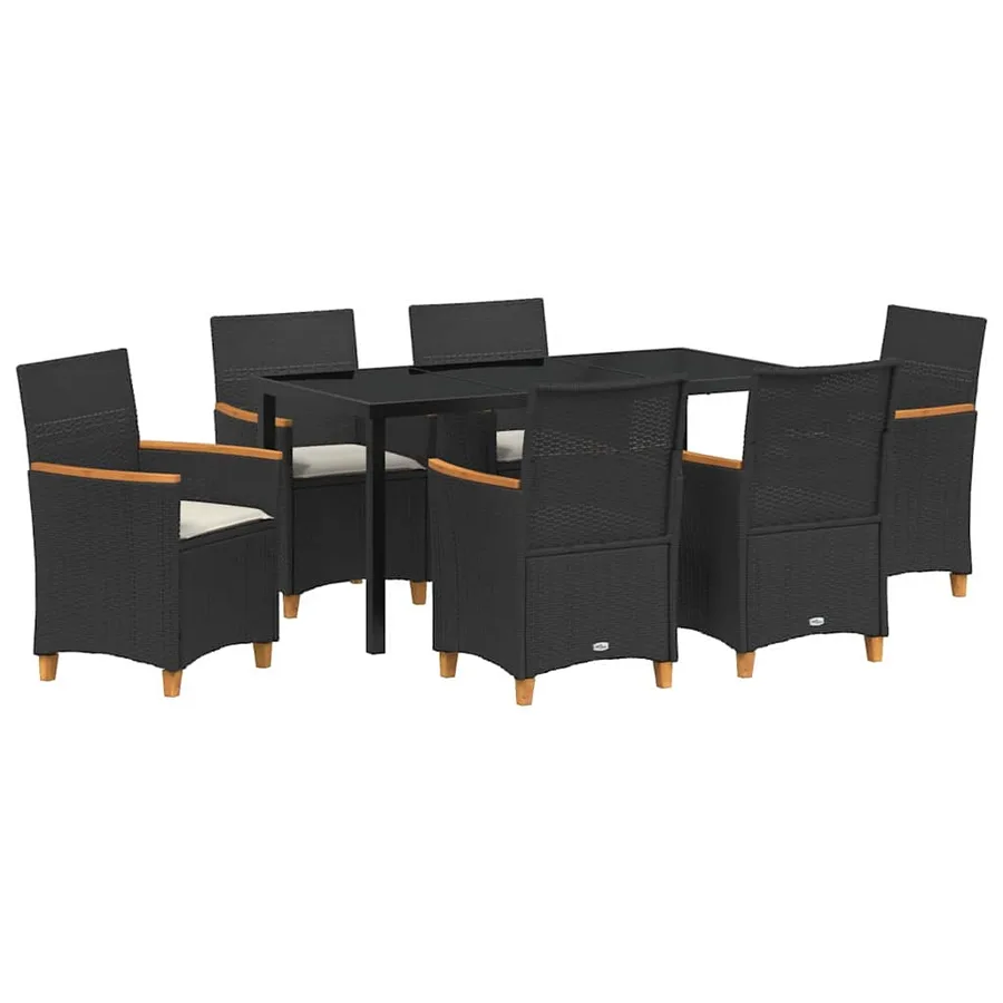 Ensemble de salle à manger pour jardin 7 pcs Noir polyrotin - 2