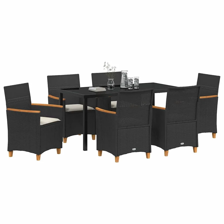 Ensemble de salle à manger pour jardin 7 pcs Noir polyrotin - 3