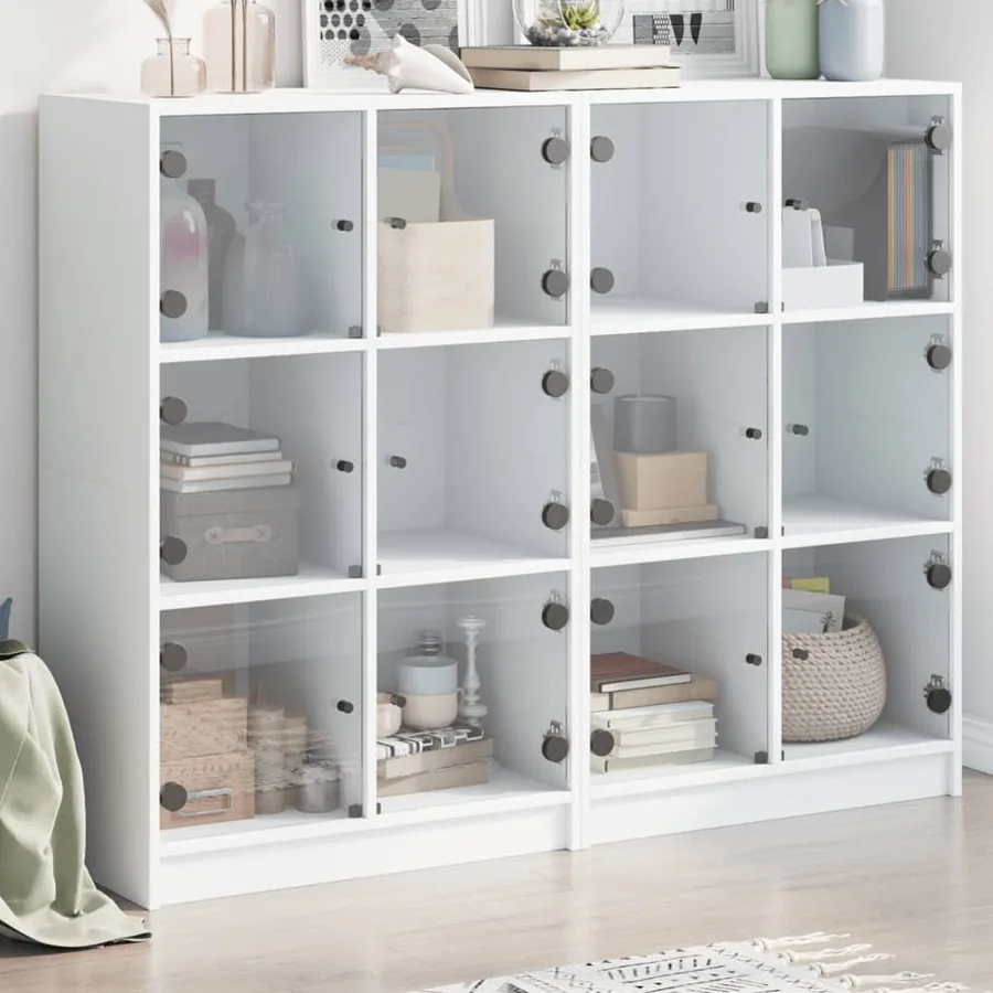 Bibliothèque avec portes blanc 136x37x109 cm bois d'ingénierie