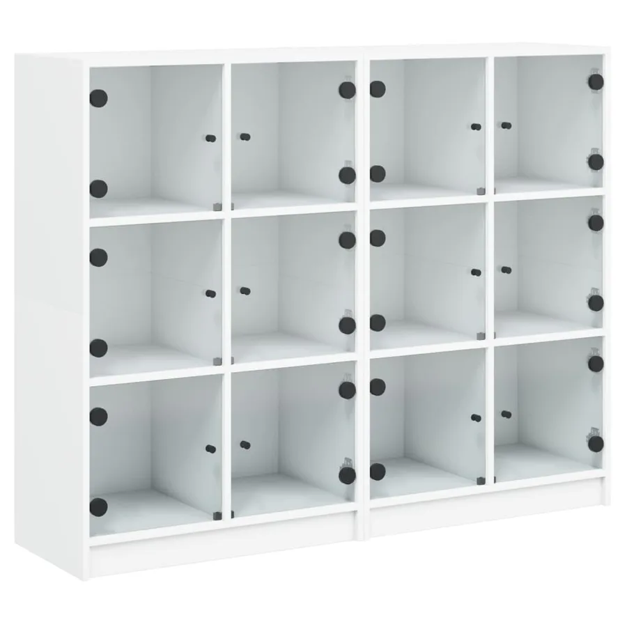 Bibliothèque avec portes blanc 136x37x109 cm bois d'ingénierie - 2
