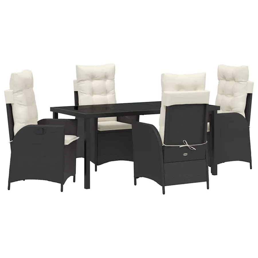 Ensemble de salle à manger pour jardin 5 pcs Noir polyrotin - 2