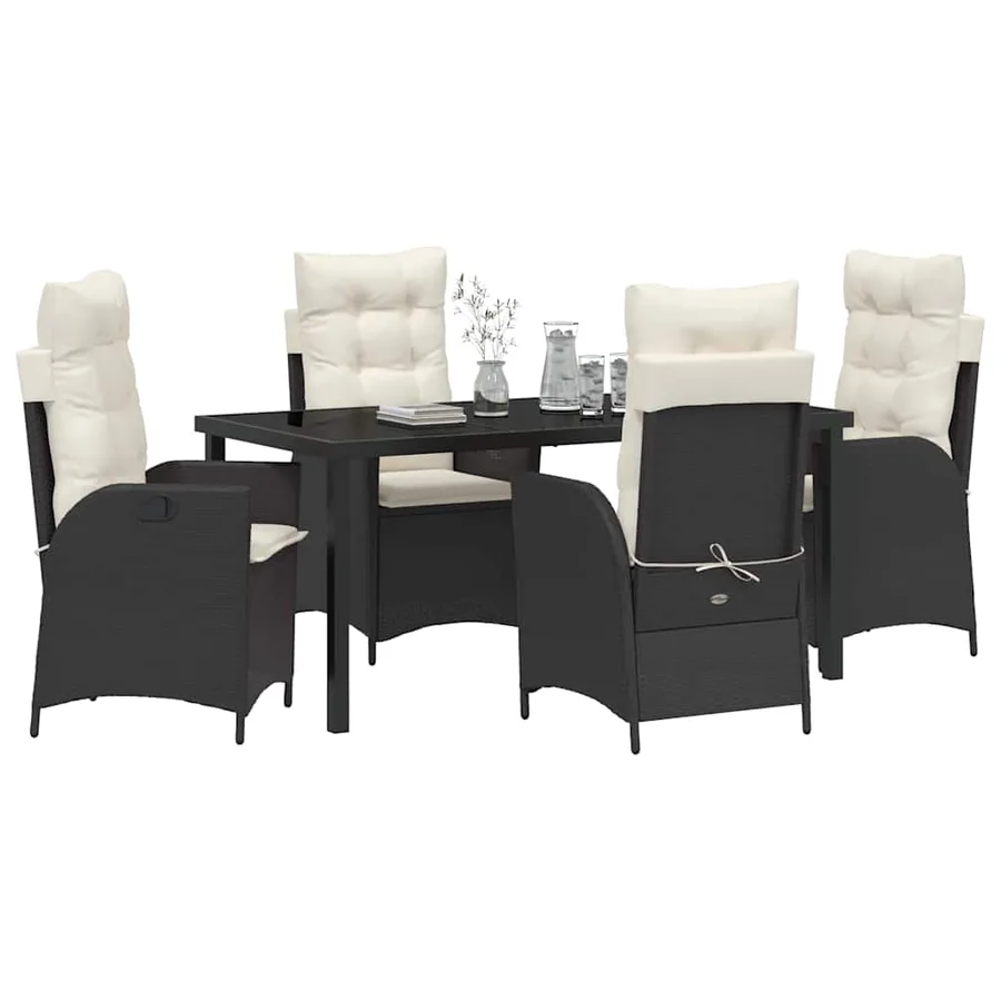 Ensemble de salle à manger pour jardin 5 pcs Noir polyrotin - 3