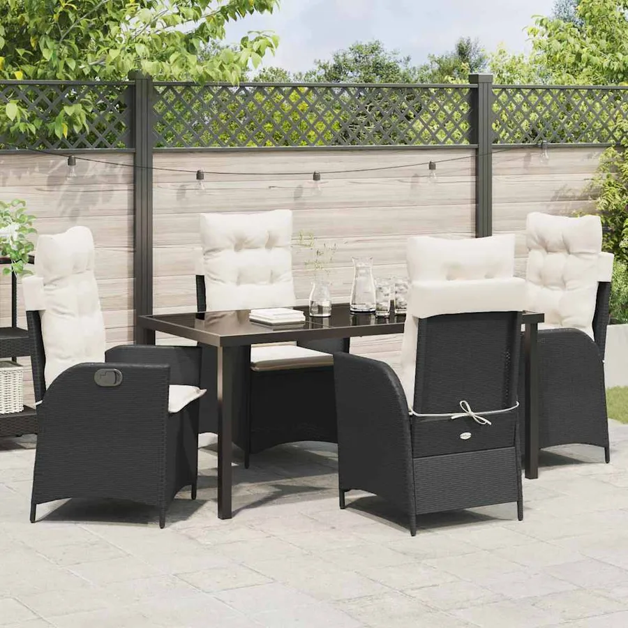 Ensemble de salle à manger pour jardin 5 pcs Noir polyrotin - 4