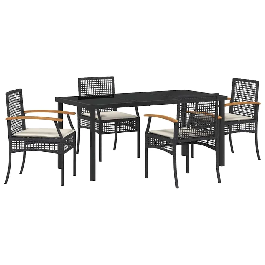 Ensemble de salle à manger pour jardin 5 pcs Noir Rotin - 2