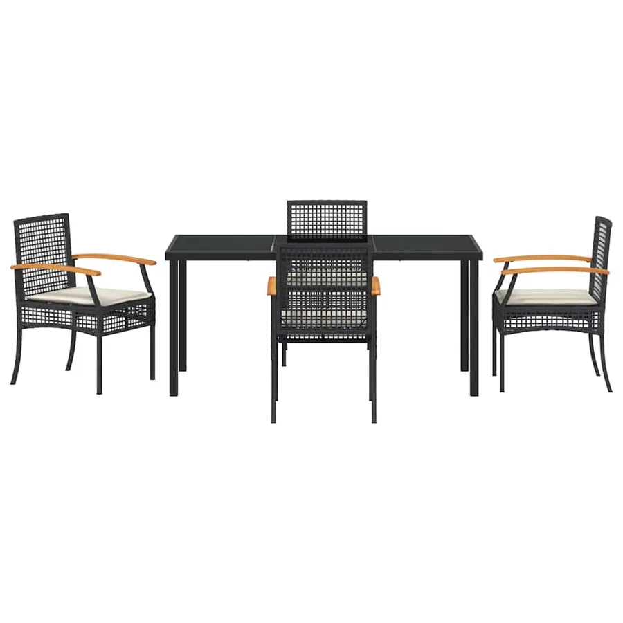 Ensemble de salle à manger pour jardin 5 pcs Noir Rotin - 7